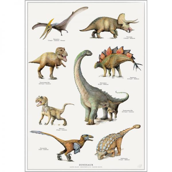 Dino plakat med 8 fascinerende skabninger